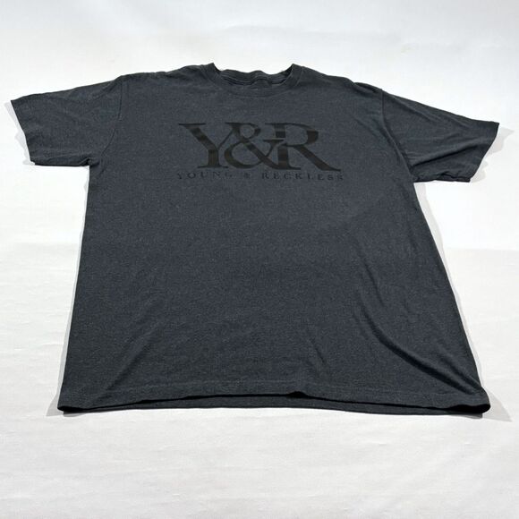 Young & Reckless Mens Gray Short Sleeve Crew T-shirt Tee Logo Poly Cotton Sz L - Picture 1 of 10